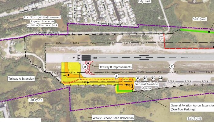 Plan graphic of the Taxiway A extension at Key West International Airport