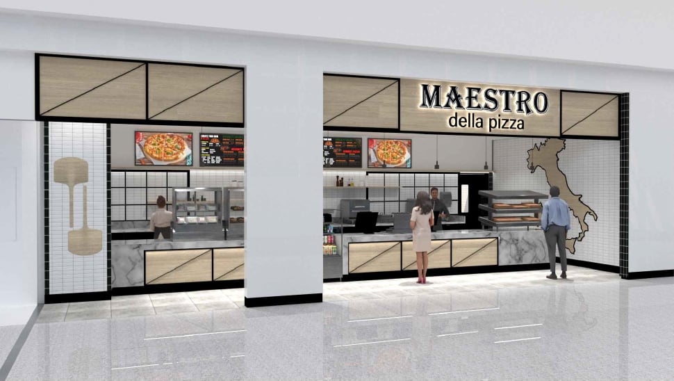 Architectural rendering of the Maestro Della Pizza concession at Key West International Airport