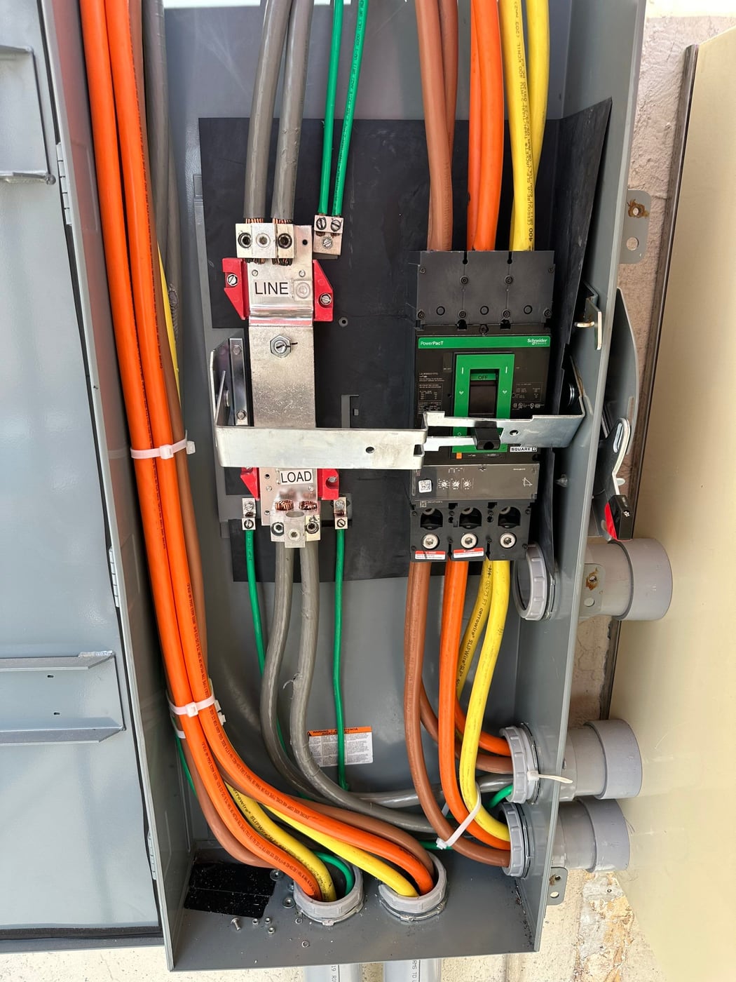 Conductors terminated at the transfer equipment inside the generator enclosure