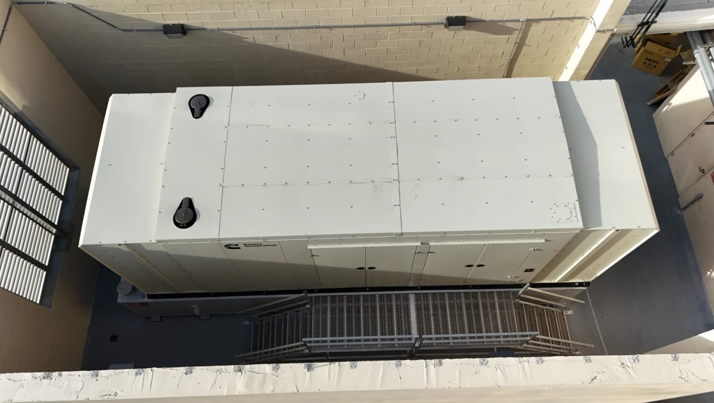 Generator enclosure and access platform after installation
