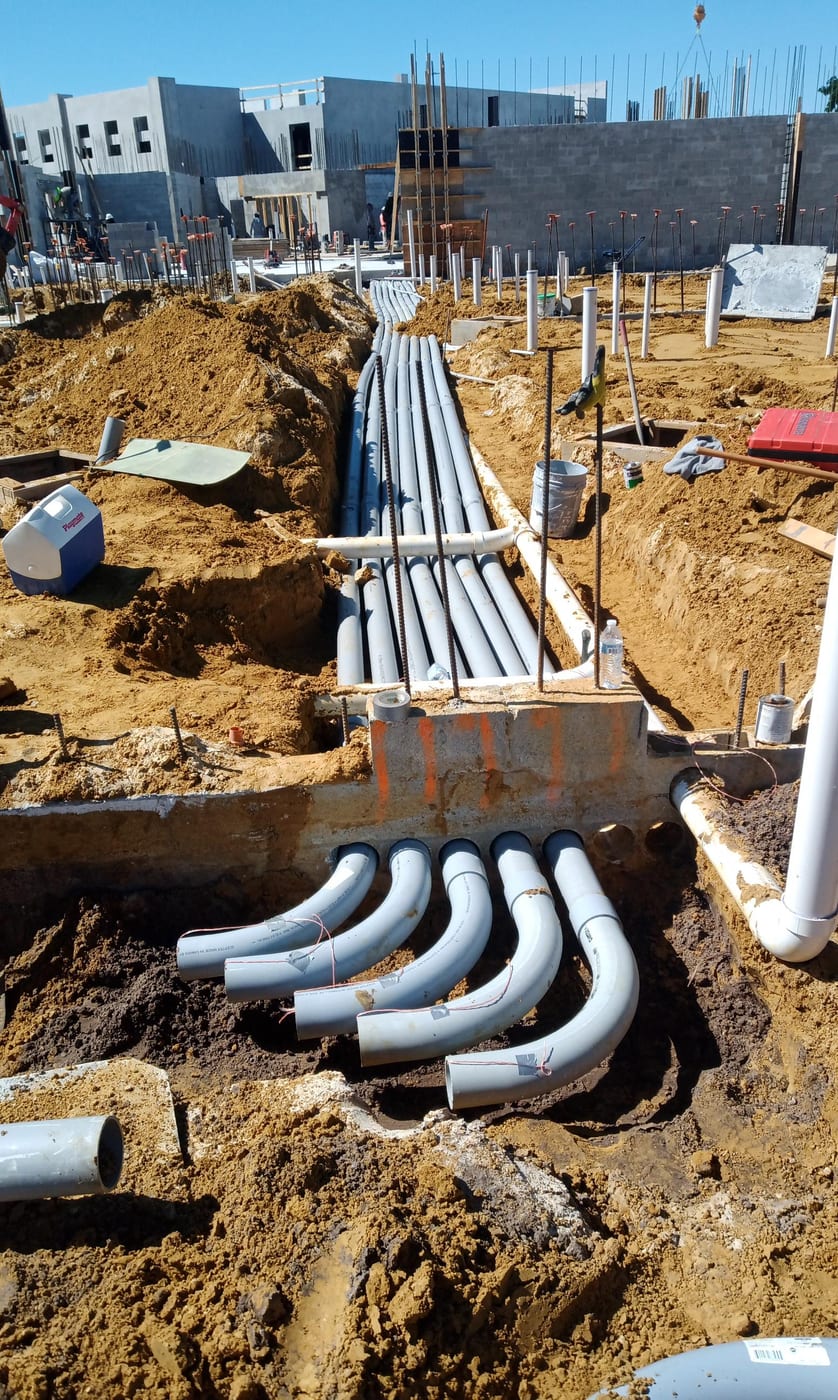 Underground conduit bank being installed at Perry Hotel Naples