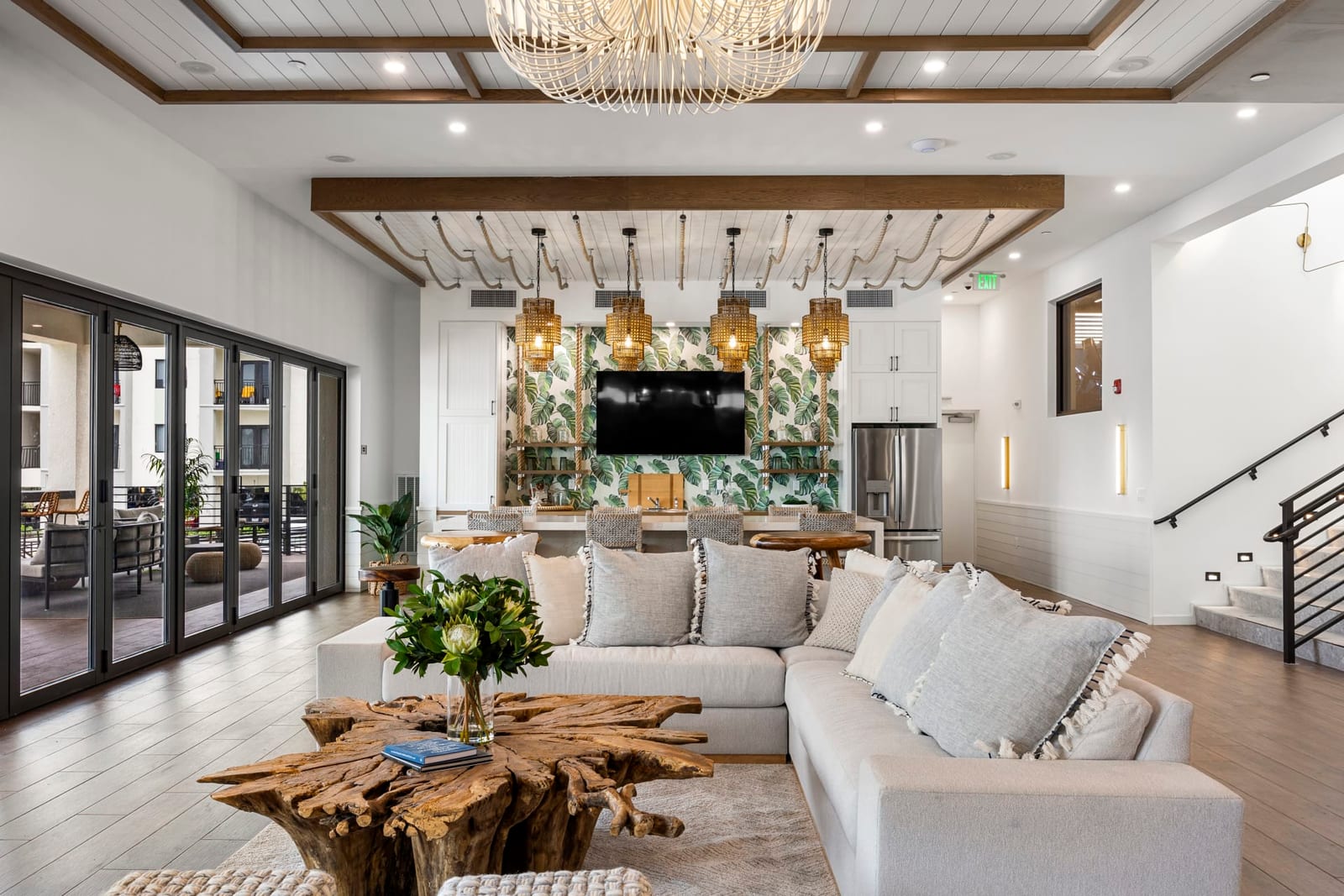 Wreckers Cay resident lobby with pendant and feature lighting