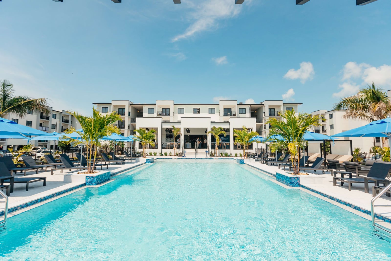 Pool deck and clubhouse at Wreckers Cay