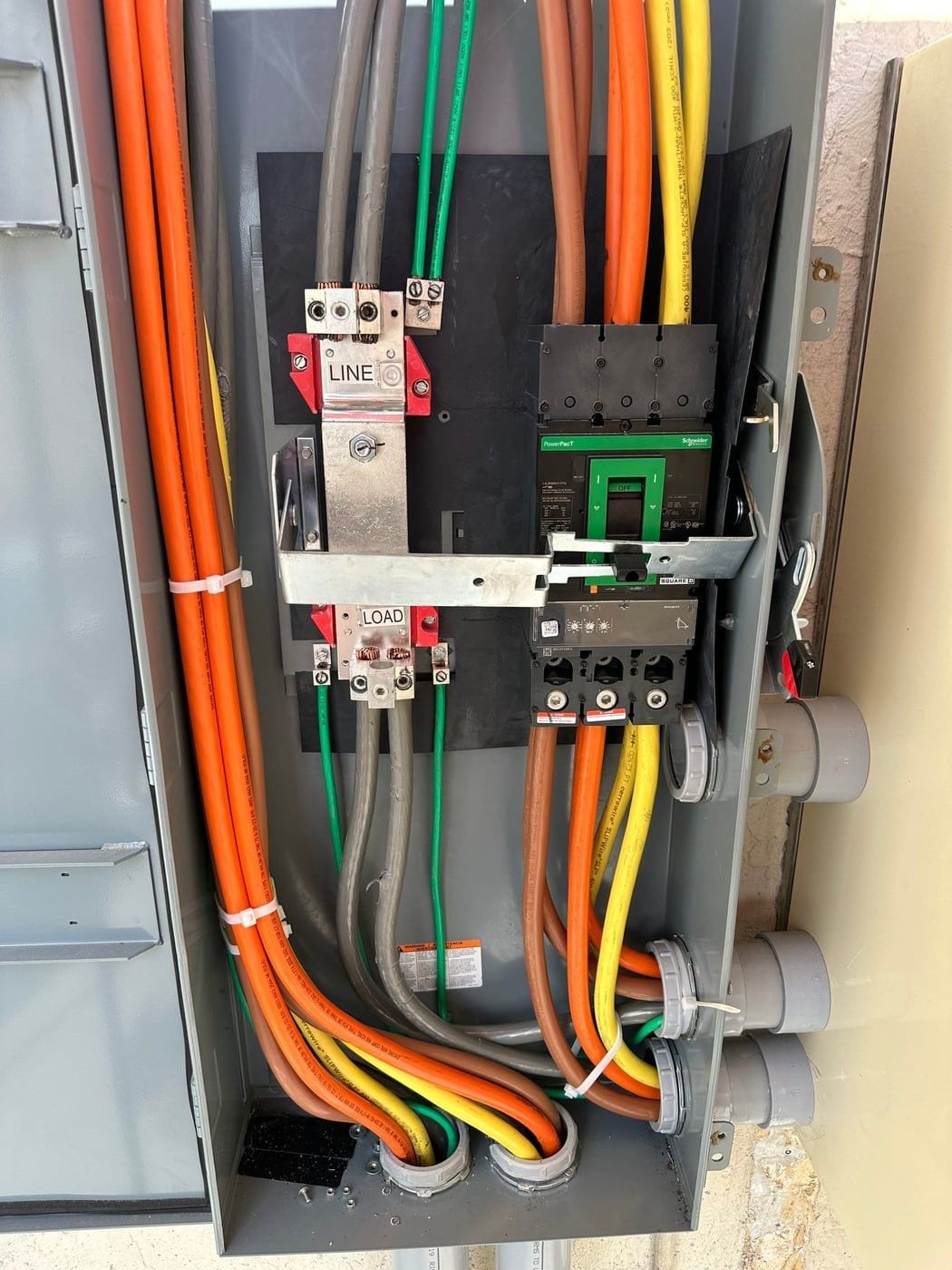 Conductors terminated at the transfer equipment inside the generator enclosure